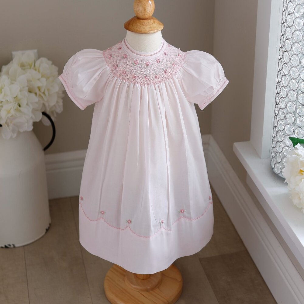 Pink Pearl Flower Bishop Dress Feltman Brothers Pearls RARE SIZES NWT